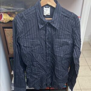 Vintage Versace Jeans Collection Black and White Striped Shirt